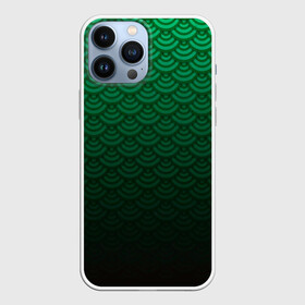 Чехол для iPhone 13 Pro Max с принтом Узор зеленая чешуя дракон в городе Новоалтайск,  |  | Тематика изображения на принте: геометрия | градиент | дракон | змей | круги | переход цвета | синий | текстура | темный | узор | чешуя | ящерица