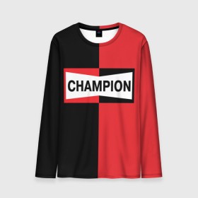 Мужской лонгслив 3D с принтом Champion в городе Новоалтайск, 100% полиэстер | длинные рукава, круглый вырез горловины, полуприлегающий силуэт | champion | активный отдых | америка | бренд | надпись | спорт | текст | фраза | чемп | чемпион