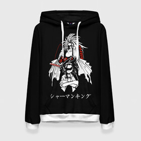 Женская толстовка 3D с принтом Shaman King в городе Новоалтайск, 100% полиэстер  | двухслойный капюшон со шнурком для регулировки, мягкие манжеты на рукавах и по низу толстовки, спереди карман-кенгуру с мягким внутренним слоем. | amidamaru | japan | king | ninja | samurai | shaman | амидамару | аниме | басон | кинг | король | лен | морти | ниндзя | рио | самурай | стиль | такагеро | тао | шаман | шаманов | япония | японский
