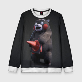 Детский свитшот 3D с принтом Kumamon в городе Новоалтайск, 100% полиэстер | свободная посадка, прямой крой, мягкая тканевая резинка на рукавах и понизу свитшота | fire | for | glory | hell | japan | kumamon | of course | ofc | satan | the | иероглифы | кумамон | медведь | огонь | пожар | сатана | япония