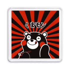 Магнит 55*55 с принтом Kumamon в городе Новоалтайск, Пластик | Размер: 65*65 мм; Размер печати: 55*55 мм | fire | for | glory | hell | japan | kumamon | of course | ofc | satan | the | иероглифы | кумамон | медведь | огонь | пожар | сатана | япония