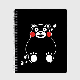 Тетрадь с принтом Kumamon в городе Новоалтайск, 100% бумага | 48 листов, плотность листов — 60 г/м2, плотность картонной обложки — 250 г/м2. Листы скреплены сбоку удобной пружинной спиралью. Уголки страниц и обложки скругленные. Цвет линий — светло-серый
 | Тематика изображения на принте: fire | for | glory | hell | japan | kumamon | of course | ofc | satan | the | иероглифы | кумамон | медведь | огонь | пожар | сатана | япония