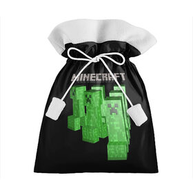 Подарочный 3D мешок с принтом MINECRAFT CREEPER в городе Новоалтайск, 100% полиэстер | Размер: 29*39 см | creeper | game | minecraft | блоки | игра | квадраты | компьютерная | крипер | майнкрафт