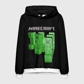 Мужская толстовка 3D с принтом MINECRAFT CREEPER в городе Новоалтайск, 100% полиэстер | двухслойный капюшон со шнурком для регулировки, мягкие манжеты на рукавах и по низу толстовки, спереди карман-кенгуру с мягким внутренним слоем. | creeper | game | minecraft | блоки | игра | квадраты | компьютерная | крипер | майнкрафт