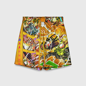 Детские спортивные шорты 3D с принтом JoJos Bizarre Adventure в городе Новоалтайск,  100% полиэстер
 | пояс оформлен широкой мягкой резинкой, ткань тянется
 | anime | jojo | аниме | джоджо | жожо | комикс | манга | мультик | мультфильм | персонаж