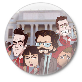 Значок с принтом La Casa de Papel (Z) в городе Новоалтайск,  металл | круглая форма, металлическая застежка в виде булавки | la casa de papel | netflix | берлин | бумажный дом | лиссабон | профессор | сальва | токио