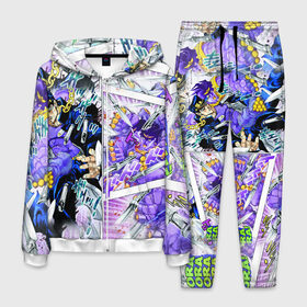Мужской костюм 3D с принтом JoJos Bizarre Adventure в городе Новоалтайск, 100% полиэстер | Манжеты и пояс оформлены тканевой резинкой, двухслойный капюшон со шнурком для регулировки, карманы спереди | anime | jojo | аниме | джоджо | жожо | комикс | манга | мультик | мультфильм | персонаж
