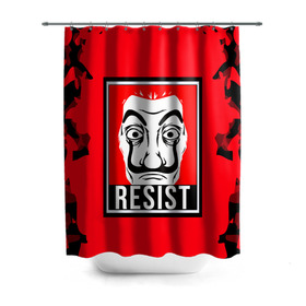 Штора 3D для ванной с принтом La Casa de Papel (Z) в городе Новоалтайск, 100% полиэстер | плотность материала — 100 г/м2. Стандартный размер — 146 см х 180 см. По верхнему краю — пластиковые люверсы для креплений. В комплекте 10 пластиковых колец | la casa de papel | netflix | берлин | бумажный дом | лиссабон | профессор | сальва | токио