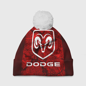 Шапка 3D c помпоном с принтом DODGE. в городе Новоалтайск, 100% полиэстер | универсальный размер, печать по всей поверхности изделия | Тематика изображения на принте: abstract | auto | brand | car | dodge | geometry | sport | texture | абстракция | авто | автомобильные | бренд | геометрия | додж | классика | машины | модные | спорт | стиль | текстура