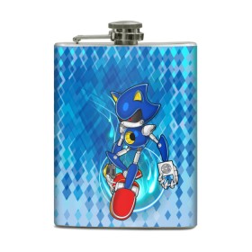 Фляга с принтом Metal Sonic в городе Новоалтайск, металлический корпус | емкость 0,22 л, размер 125 х 94 мм. Виниловая наклейка запечатывается полностью | Тематика изображения на принте: metal sonic | видеоигры | поколения ежик соник | робот | супер ёж