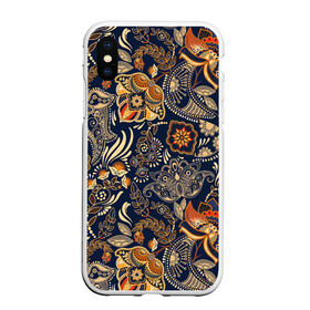 Чехол для iPhone XS Max матовый с принтом Узор орнамент цветы этно в городе Новоалтайск, Силикон | Область печати: задняя сторона чехла, без боковых панелей | ботаника | винтаж | золото | лето | национальный стиль | природа | ретро | традиционный | узор | хиппи | цветы | черный фон | этно
