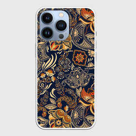 Чехол для iPhone 13 Pro с принтом Узор орнамент цветы этно в городе Новоалтайск,  |  | ботаника | винтаж | золото | лето | национальный стиль | природа | ретро | традиционный | узор | хиппи | цветы | черный фон | этно