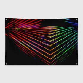 Флаг-баннер с принтом STRIPES COLOR в городе Новоалтайск, 100% полиэстер | размер 67 х 109 см, плотность ткани — 95 г/м2; по краям флага есть четыре люверса для крепления | abstract | abstraction | color | fractal | geometry | paitnt | polygon | polygonal | psy | абстракция | геометрия | краски | неоновые | полигоны | психоделика | фрактал