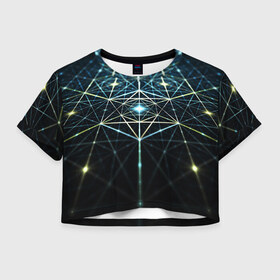 Женская футболка Crop-top 3D с принтом CYBERWORLD ABSTRACT в городе Новоалтайск, 100% полиэстер | круглая горловина, длина футболки до линии талии, рукава с отворотами | abstract | abstraction | color | fractal | geometry | paitnt | polygon | polygonal | psy | абстракция | геометрия | краски | неоновые | полигоны | психоделика | фрактал