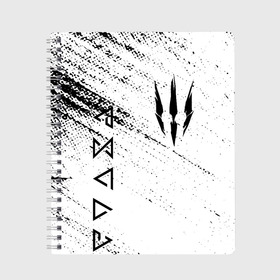 Тетрадь с принтом THE WITCHER. в городе Новоалтайск, 100% бумага | 48 листов, плотность листов — 60 г/м2, плотность картонной обложки — 250 г/м2. Листы скреплены сбоку удобной пружинной спиралью. Уголки страниц и обложки скругленные. Цвет линий — светло-серый
 | geralt | the witcher | the witcher wild hunt | witcher | ведьмак | ведьмак 3 | геральт | сериал