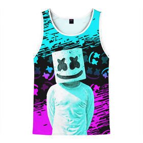 Мужская майка 3D с принтом Fortnite Marshmello в городе Новоалтайск, 100% полиэстер | круглая горловина, приталенный силуэт, длина до линии бедра. Пройма и горловина окантованы тонкой бейкой | archetype | fortnite | fortnite x | game | ikonik | marshmello | raven | архетип | ворон | игра | иконик | маршмелло | фортнайт