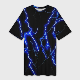 Платье-футболка 3D с принтом МОЛНИИ в городе Новоалтайск,  |  | color | colour | electricity | glim | glow | light | lights | neon | power | shine | молния | напряжение | неоновый | разряд | стихия | ток | удар | электричество