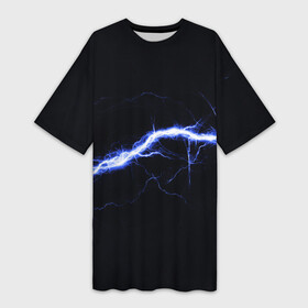 Платье-футболка 3D с принтом СТИХИЯ в городе Новоалтайск,  |  | color | colour | electricity | glim | glow | light | lights | neon | power | shine | молния | напряжение | неоновый | разряд | стихия | ток | удар | электричество
