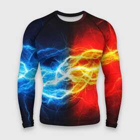 Мужской рашгард 3D с принтом БИТВА МОЛНИЙ в городе Новоалтайск,  |  | color | colour | electricity | glim | glow | light | lights | neon | power | shine | молния | напряжение | неоновый | разряд | стихия | ток | удар | электричество