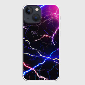 Чехол для iPhone 13 mini с принтом НЕОНОВЫЕ МОЛНИИ в городе Новоалтайск,  |  | color | colour | electricity | glim | glow | light | lights | neon | power | shine | молния | напряжение | неоновый | разряд | стихия | ток | удар | электричество