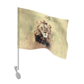 Флаг для автомобиля с принтом Lion King в городе Новоалтайск, 100% полиэстер | Размер: 30*21 см | animals | king | lion | африка | взгляд | голова | грива | дикие | животные | зверек | зверь | зодиак | клыки | король | кот | кошак | кошка | лапы | лев | лео | львенок | оскал | природа | саванна | симба | созвездие