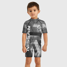 Детский купальный костюм 3D с принтом NISSAN. в городе Новоалтайск, Полиэстер 85%, Спандекс 15% | застежка на молнии на спине | abstract | auto | brand | car | geometry | nissan | nиссан | sport | texture | абстракция | авто | автомобильные | бренд | геометрия | классика | машины | модные | спорт | стиль | текстура