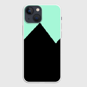 Чехол для iPhone 13 mini с принтом неровные зубья черный мятный в городе Новоалтайск,  |  | 2 цвета | геометрия | граница | зигзаги | линии | минимализм | мятный | неровные зубья | обрыв | постой | салатовый | фигуры | черный