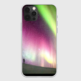 Чехол для iPhone 12 Pro Max с принтом Северное сияние в городе Новоалтайск, Силикон |  | Тематика изображения на принте: love | northern lights | romantic | влюбленная пара | девушка и парень | любовь | он и она | поцелуй | романтика | северная сияние