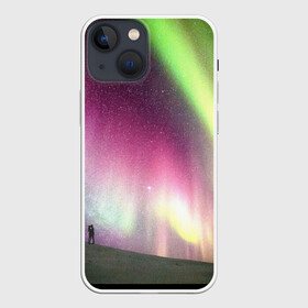 Чехол для iPhone 13 mini с принтом Северное сияние в городе Новоалтайск,  |  | love | northern lights | romantic | влюбленная пара | девушка и парень | любовь | он и она | поцелуй | романтика | северная сияние