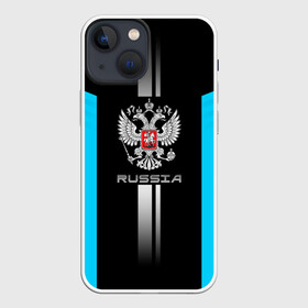 Чехол для iPhone 13 mini с принтом Russia в городе Новоалтайск,  |  | ru | rus | russia | team | герб | двуглавый | знак | империя | логотип | надпись | национальный | орел | патриот | родина | российская | россия | русич | русский | русь | рф | сборная | символ | синяя | спорт | страна