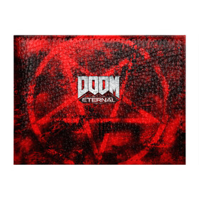 Обложка для студенческого билета с принтом Doom Eternal в городе Новоалтайск, натуральная кожа | Размер: 11*8 см; Печать на всей внешней стороне | Тематика изображения на принте: bethesda softworks | doom eternal | doomguy | id software | демоны | дум этернал | марс | палач рока | этернал