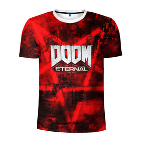 Мужская футболка 3D спортивная с принтом Doom Eternal в городе Новоалтайск, 100% полиэстер с улучшенными характеристиками | приталенный силуэт, круглая горловина, широкие плечи, сужается к линии бедра | Тематика изображения на принте: bethesda softworks | doom eternal | doomguy | id software | демоны | дум этернал | марс | палач рока | этернал