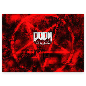 Поздравительная открытка с принтом Doom Eternal в городе Новоалтайск, 100% бумага | плотность бумаги 280 г/м2, матовая, на обратной стороне линовка и место для марки
 | bethesda softworks | doom eternal | doomguy | id software | демоны | дум этернал | марс | палач рока | этернал