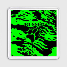 Магнит 55*55 с принтом Russia в городе Новоалтайск, Пластик | Размер: 65*65 мм; Размер печати: 55*55 мм | ru | rus | russia | волк | герб | двуглавый | зверь | зеленая | империя | камок | камуфляж | лапа | лев | маскировка | милитари | надпись | национальный | патриот | родина | российская | россия | русский | рф