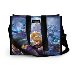 Сумка-шоппер 3D с принтом mobile legends в городе Новоалтайск, 100% полиэстер | застегивается на металлическую кнопку; внутренний карман застегивается на молнию. Стенки укреплены специальным мягким материалом, чтобы защитить содержимое от несильных ударов
 | 5v5 | dota | game | heroes | legends | moba | mobile | mobile legends | mobile moba | pubg | pvp | герои | дети | для женщин | для мужчин | дота | игра | легенда | моба | мобла