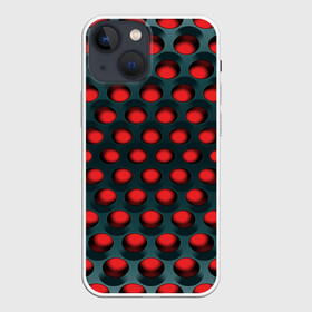 Чехол для iPhone 13 mini с принтом Раскалённый красный 3Д в городе Новоалтайск,  |  | горошек | железо | жесть | излучение | иллюзия | круги | лампочки | металл | оболочка | объём | сияние | соты | сталь | фонари | шарики | шары