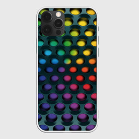 Чехол для iPhone 12 Pro Max с принтом 3Д спектр в городе Новоалтайск, Силикон |  | Тематика изображения на принте: горошек | железо | жесть | излучение | иллюзия | круги | лампочки | металл | оболочка | объём | радуга | сияние | соты | сталь | фонари | шарики | шары