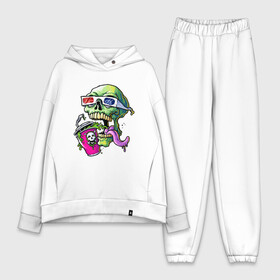 Женский костюм хлопок Oversize с принтом Cool skull в городе Новоалтайск,  |  | bones | grin | jaw | juice | skull | teeth | tongue | зубы | кости | оскал | очки | пасть | сок | череп | язык