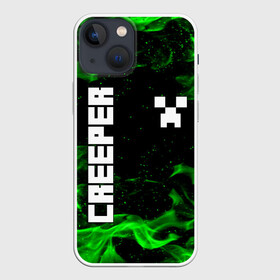 Чехол для iPhone 13 mini с принтом MINECRAFT CREEPER в городе Новоалтайск,  |  | creeper | game | minecraft | блоки | игра | квадраты | компьютерная | крипер | майнкрафт | огонь