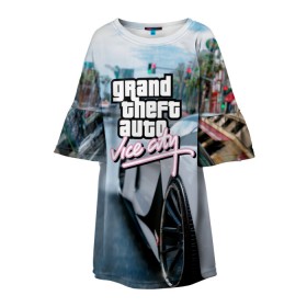 Детское платье 3D с принтом Vice city в городе Новоалтайск, 100% полиэстер | прямой силуэт, чуть расширенный к низу. Круглая горловина, на рукавах — воланы | game | gta | gta 5 | gta inline | gta rp | gta sa | gta samp | gta v | gta vice city | los santos | news | rockstar game | vice city | гта | гта 5 | гта вайс сити | гта са | девушкам | игра | лос сантос | мальчикам | самп