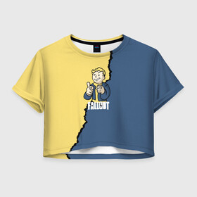 Женская футболка Crop-top 3D с принтом Fallout logo boy в городе Новоалтайск, 100% полиэстер | круглая горловина, длина футболки до линии талии, рукава с отворотами | boy | fallout | game | newvegas | nukacola | shelter | апокалипсис | вегас | война | игра | игроман | компьютерные | лого | логотип | логотипигры | наездник | оружие | персонажи | постапокалипсис | свобода | симулятор