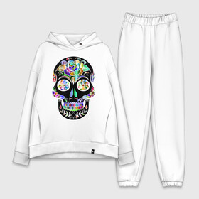 Женский костюм хлопок Oversize с принтом Flowers в городе Новоалтайск,  |  | color | flowers | jaw | rose | skull | teeth | зубы | пасть | цвет | цветы | череп