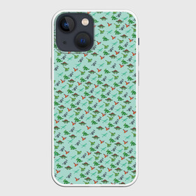 Чехол для iPhone 13 mini с принтом dinosaurs green в городе Новоалтайск,  |  | dinosaurs green | динозавр | пиксельный динозавр | пиксельный рисунок