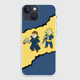 Чехол для iPhone 13 mini с принтом Fallout New Vegas Boys в городе Новоалтайск,  |  | boy | fallout | game | newvegas | nukacola | shelter | автомат | апокалипсис | вегас | война | игра | игроман | компьютерные | лого | логотип | логотипигры | оружие | пистолет | постапокалипсис | пули | симулятор | убежище | ф