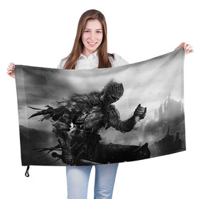 Флаг 3D с принтом DARK SOULS в городе Новоалтайск, 100% полиэстер | плотность ткани — 95 г/м2, размер — 67 х 109 см. Принт наносится с одной стороны | dark | dark souls | demon souls | knight | praise the sun | дарк соулс | демон соулс | игры | рыцарь | темные души | тьма