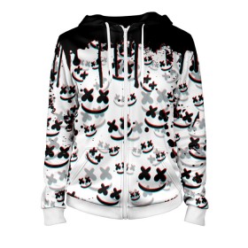 Женская толстовка 3D на молнии с принтом MARSHMELLO GLITCH в городе Новоалтайск, 100% полиэстер | длина до линии бедра, манжеты и пояс оформлены мягкой тканевой резинкой, двухслойный капюшон со шнурком для регулировки, спереди молния, по бокам два кармана | dj | glitch | marshmello | marshmellow | usa | америка | глитч | клуб | клубная музыка | мармело | маршмелло | маршмеллоу | музыка | музыкант