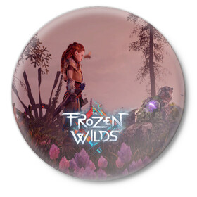 Значок с принтом HORIZON ZERO DAWN в городе Новоалтайск,  металл | круглая форма, металлическая застежка в виде булавки | aloy | antasy girl | art | artwork | digital art | fantasy | horizon | horizon: zero dawn | landscape | tallneck | warrior fantasy | weapon | zero dawn