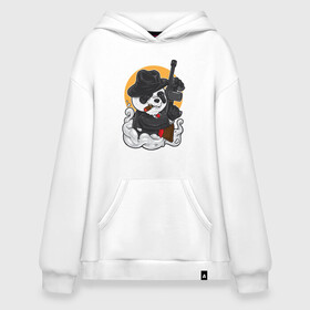 Худи SuperOversize хлопок с принтом Panda Gangster в городе Новоалтайск, 70% хлопок, 30% полиэстер, мягкий начес внутри | карман-кенгуру, эластичная резинка на манжетах и по нижней кромке, двухслойный капюшон
 | art | automatic | bandit | gangster | panda | weapons | автомат | арт | бандит | гангстер | оружие | панда