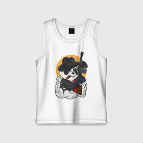 Детская майка хлопок с принтом Panda Gangster в городе Новоалтайск,  |  | art | automatic | bandit | gangster | panda | weapons | автомат | арт | бандит | гангстер | оружие | панда