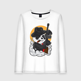 Женский лонгслив хлопок с принтом Panda Gangster в городе Новоалтайск, 100% хлопок |  | art | automatic | bandit | gangster | panda | weapons | автомат | арт | бандит | гангстер | оружие | панда